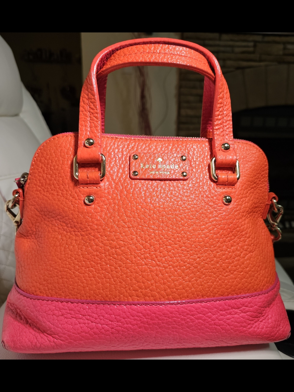 Beautiful Kate Spade Two-Tone Orange & Pink Leather Satchel
